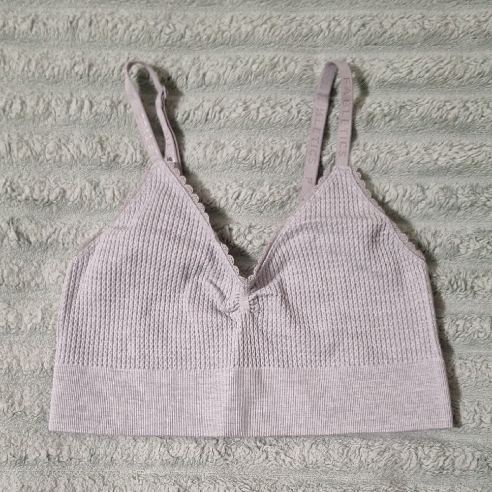 Fabletics Light Gray Ribbed Bralette Sz S